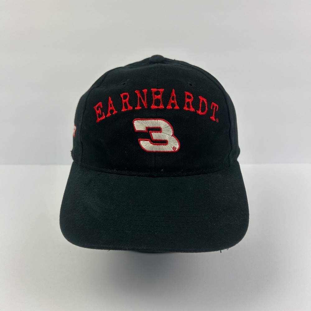 Vintage 90s Dale Earnhardt Hat Cap Strap Back Adjustable Black Nascar Racing 3